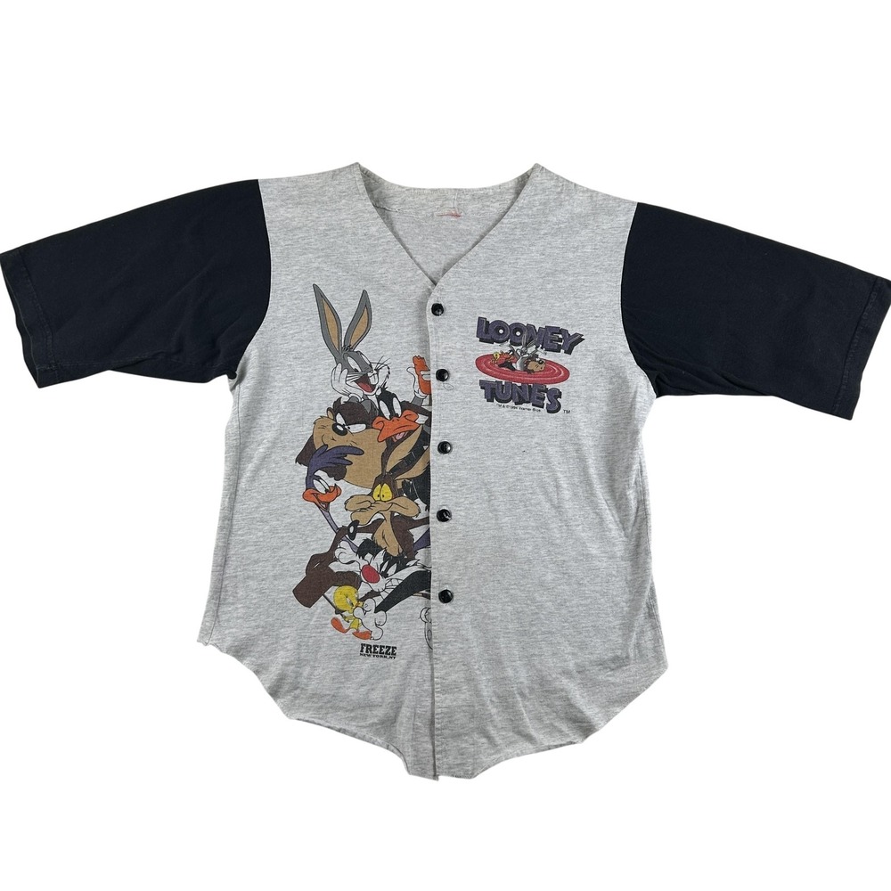 Vintage Looney Tunes Shirt‎ Mens Small Freeze Baseball Button Up 90s Warner Bros